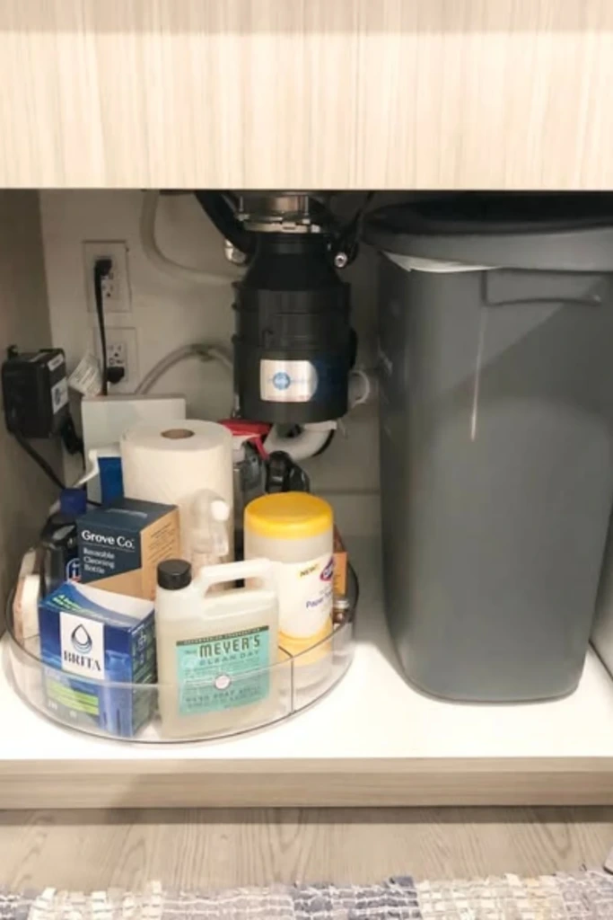 Clear Turntable Beside Trash Bin