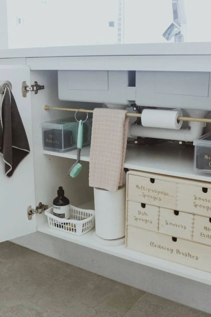 Wooden Drawer Unit with Hanging Rod