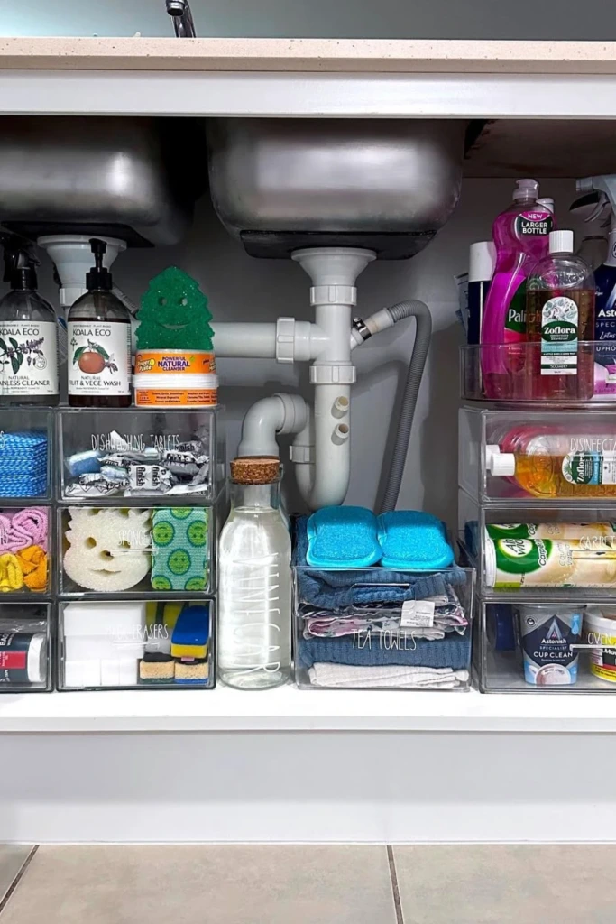 Full Drawer System with Clear Bins