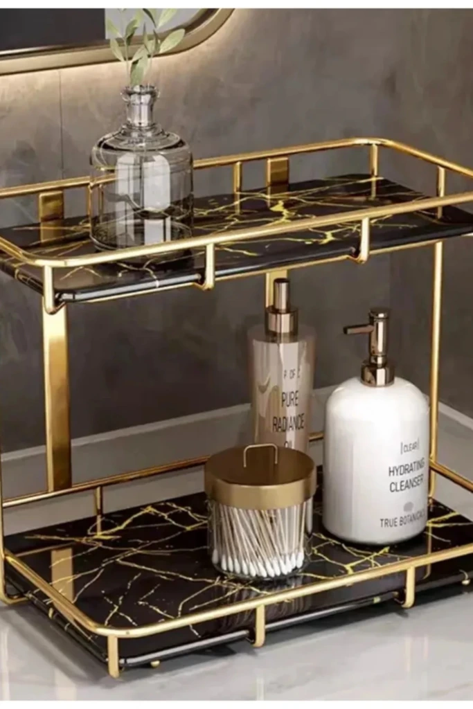 Two-Tier Black and Gold Shelf