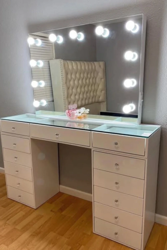 Clean Glass-Top Vanity Setup