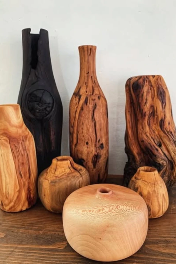 Sculpted Wood Vases
