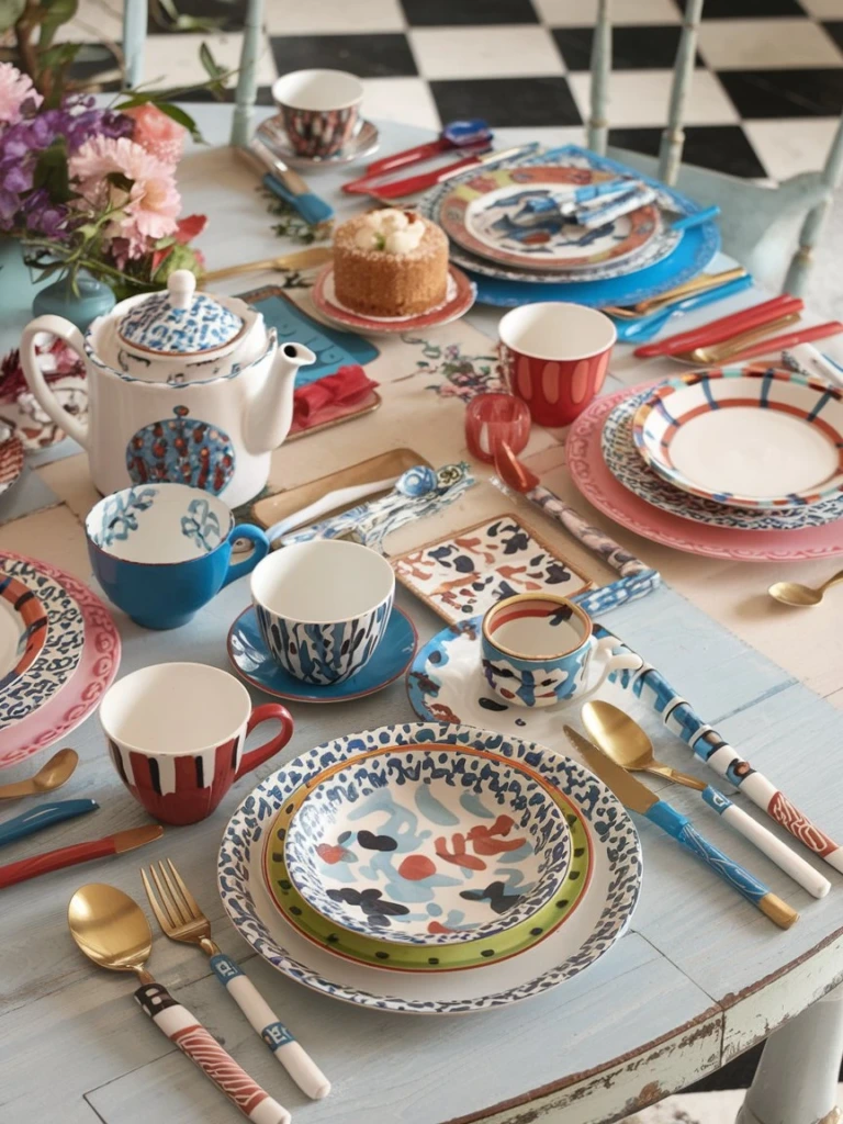 Mismatched Tableware - Alice in Wonderland Decorations