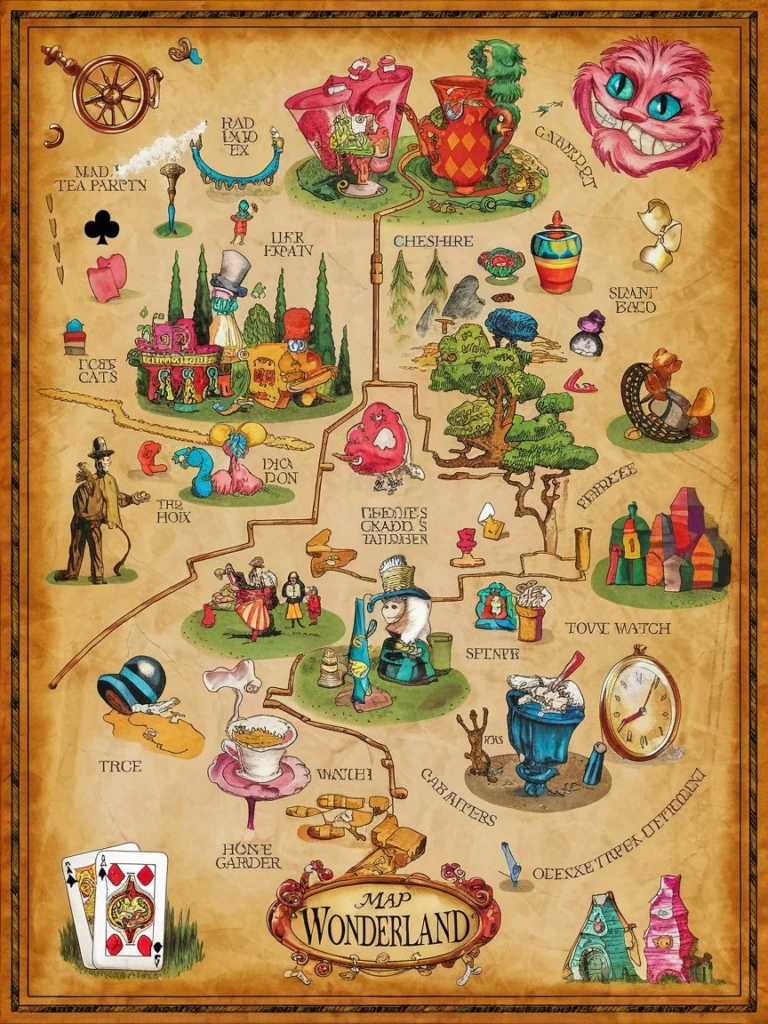 Wonderland Maps - Alice in Wonderland Decorations