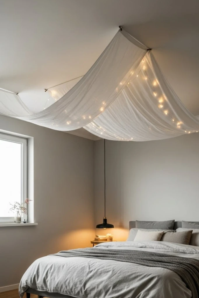 Ceiling Fabric Drape - DIY Room Decor Ideas