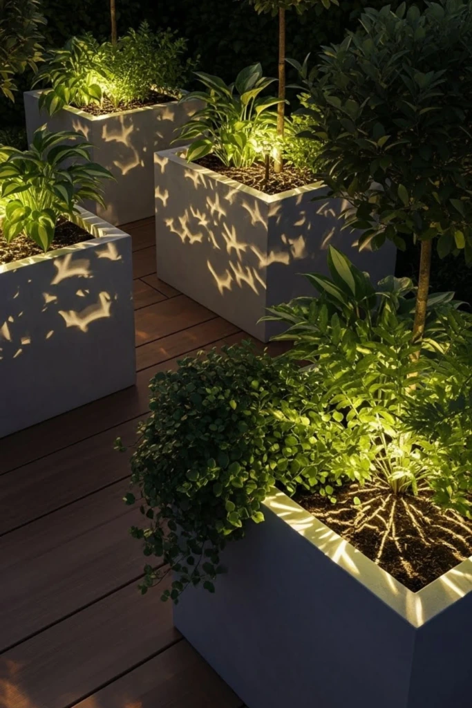 Planter Edge Lighting - DIY Solar Garden Lights Ideas