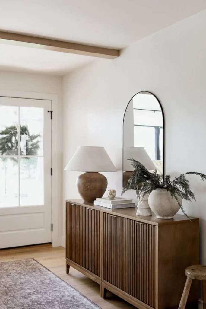 Neutral Console Nook - Entryway Storage Ideas
