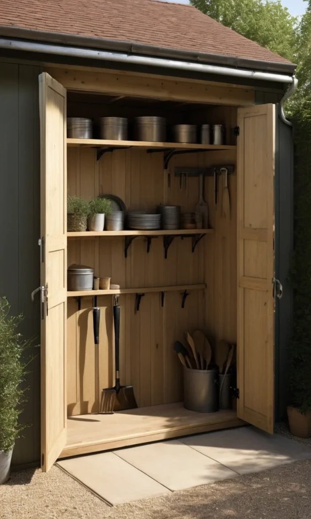 Door Shed Nook - Garden Tool Storage Ideas