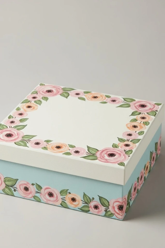Floral Border Frame - Painted Memory Box Ideas