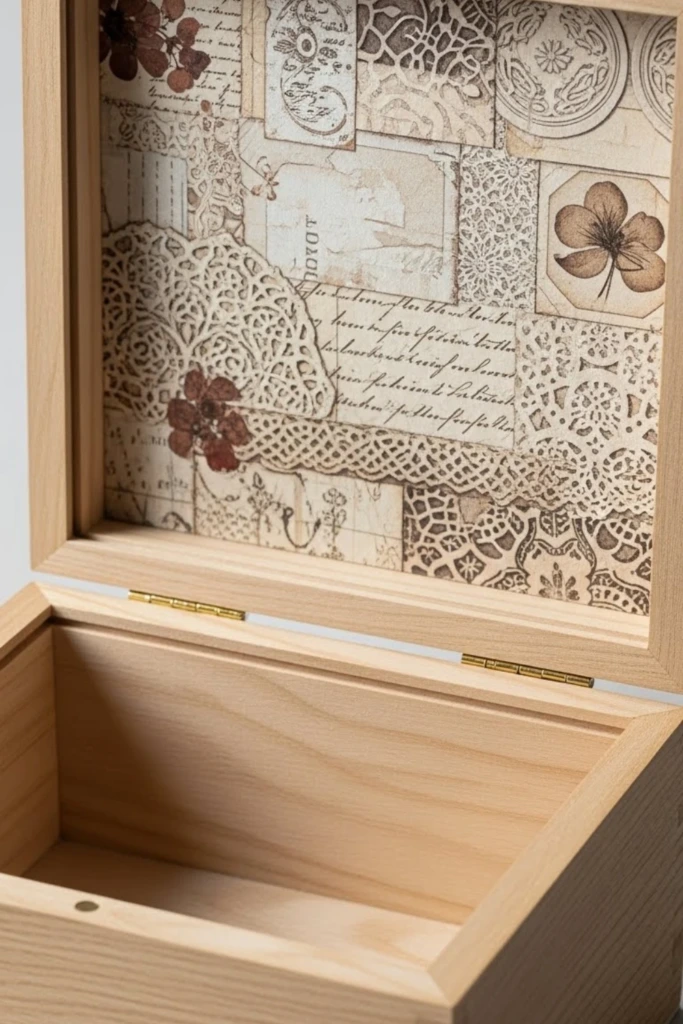 Inside Lid Collage - Painted Memory Box Ideas
