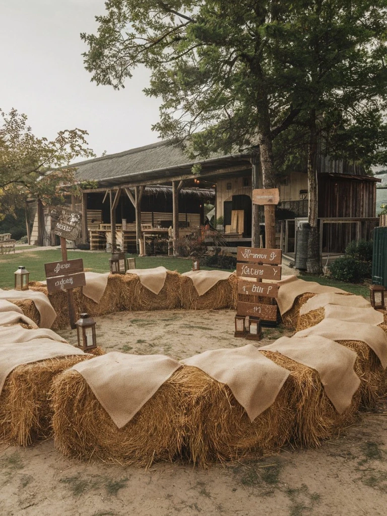 Hay Bale Seating - Western Party Decorations
