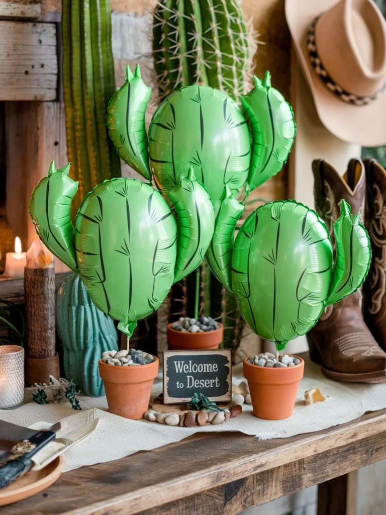 Cactus Balloon Centerpieces - Western Party Decorations