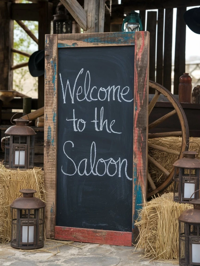 Rustic Chalkboard Signs - Western Party Decorations