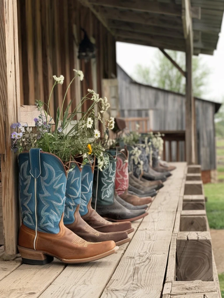 Boot Planters - Western Party Decorations